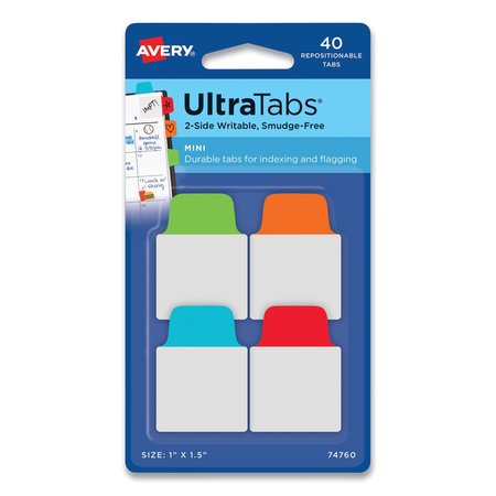 AVERY DENNISON Ultra Tab, Assorted, Pk40 74760